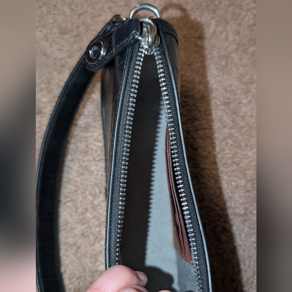 Black Croc-Embossed Coach Swinger 20 Shoulder Bag - Picture 8 of 11